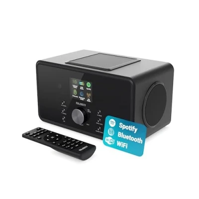 Image de Radio Internet Bluetooth Dab+ Haut parleurs 100 W 2.1 avec Caisson de Basses FM, Spotify, Podcasts AUX et USB Double Alarme, Plus 90 préréglages télécommande MAJORITY Bard (Noir)