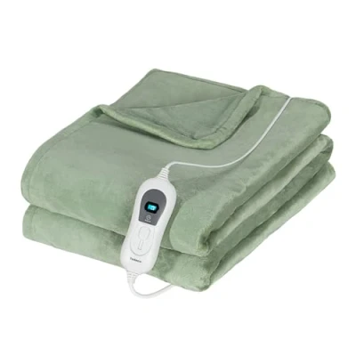 Image de Todeco Couvertures Chauffantes avec 180 x 130 cm, 3 Réglages de Chauffage et Arrêt Automatique Heures, Protection Contre la Surchauffe Lavable en Machine, Douce moelleuse, Vert