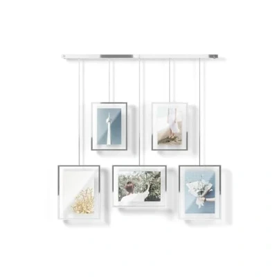 Image de Umbra Exhibit Ensemble De 5 Cadres Modulables Pour 10 x 15 et 13 18 cm Photos, Illustrations, Œuvres D&#039;Art Bien Plus Encore, Acier, Chrome