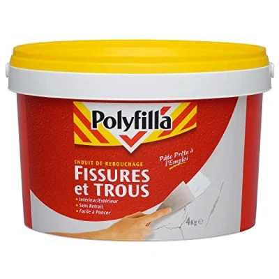 Image de POLYFILLA Enduit de Rebouchage Fissures et Trous sans retrait Intérieur Extérieur Pâte 4Kg