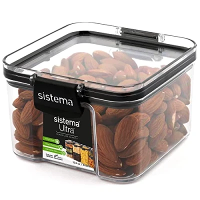 Image de Sistema Ultra Tritan Récipients de conservation hermétiques 460 ml Empilables Fermeture par clips Sans BPA