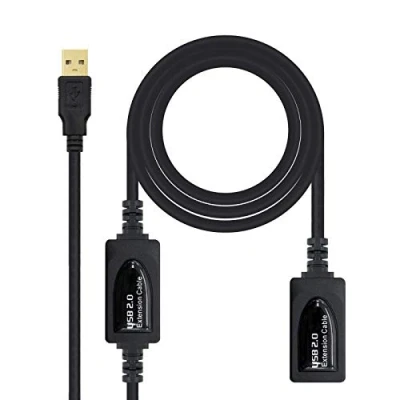 Image de Câble d&#039;extension avec amplificateur USB 2.0 Type A/M vers A/H 10 M · Noir Neuf