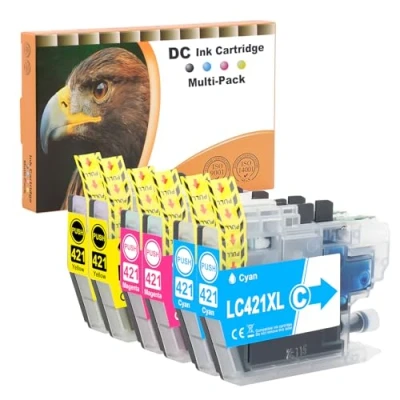 Image de D&amp;C LC421XL Cartouches d&#039;encre compatibles pour Brother LC421 XL DCP J1050DW MFC J1010DW J1140DW (Cyan, Magenta, Jaune, 6 Pack)