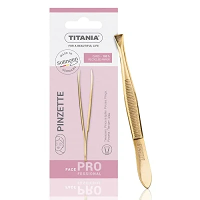 Image de Titania Pince à épiler, Très plaqué or, droite, pack de 1 (1 x 12 g)