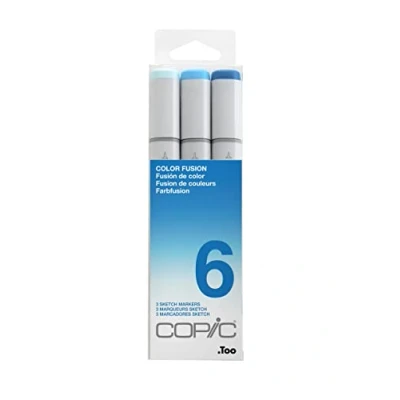 Image de Copic Sketch Set « Color Fusion 6 », 3 Twin Marker avec une pointe de largeur moyenne et brush ».