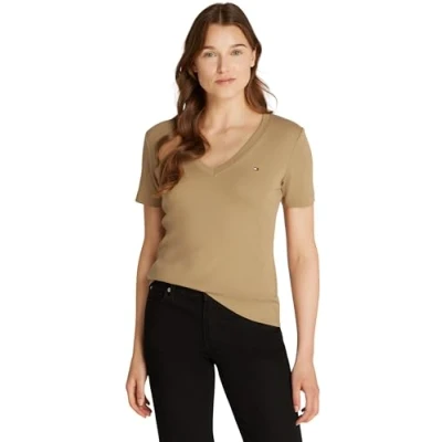 Image de Tommy Hilfiger NEW SLIM CODY Tshirt imprimé, Femme, Taille: Medium, Safari canvas