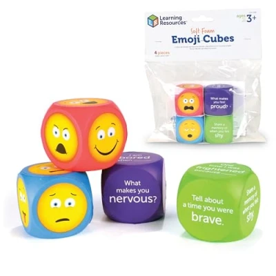 Image de Learning Resources Grands dés d’émoji en mousse souple (jeu de 4)