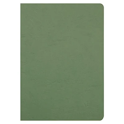 Image de Clairefontaine 733003C Collection Age Bag Un Cahier Agrafé Vert A4 21x29,7 cm 96 Pages Unies Blanches Papier 90 g Couverture Carte Lustrée Grain Cuir