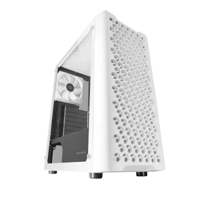 Image de Mars Gaming MC iPRO, Boîtier Professionnel ATX, Grille Frontale 3D Mesh, Fenêtre Latérale Verre Trempé, Ventilateur FDB Silencieux 12cm, PC avec Support de Refroidissement Liquide, Blanc