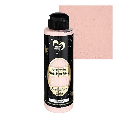 Image de Ideen mit Herz Peinture acrylique Multisurface à paillettes précieuses universelle base d&#039;eau Avec dorées scintillantes élégantes 180 ml (vieux rose)