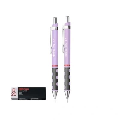 Image de rOtring Tikky Porte mines avec gomme Rapid B20 HB 0,7 mm 0,5 Lilas 2 crayons + 1