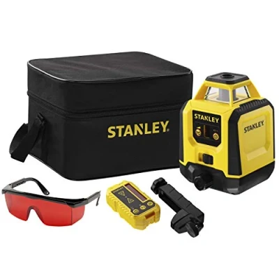 Image de STANLEY Niveau laser rotatif faisceau rouge possède une portée de 240 m et précision +/ 6 mm à 30m livré avec piles pochette rigide lunettes cible cellule détection STHT77616 0
