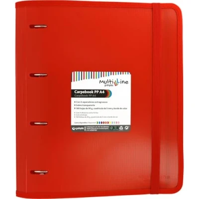 Image de Grafoplás 88100051 Classeur avec recharge et intercalaires, A4, rouge, polypropylène ligné, Carpebook Multiline