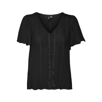Image de VERO MODA Vmkanva SS Top WVN GA, Noir, L Femme