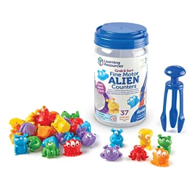 Image de Learning Resources Extraterrestres de motricité fine à attraper et trier , jouets STEM pour enfants, décor l’espace, préscolaire, 37 pièces, partir 3 ans.