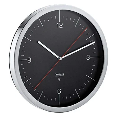 Image de Blomus 65437 Crono Horloge Acier Inoxydable/Verre Argent/Noir 30,5 x 3 cm