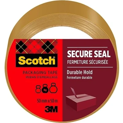 Image de Scotch Ruban Adhésif d’emballage pour Fermeture Sûre, Havane, 50 mm x m, 1 Rouleaux/Paquet Idéal la de Colis et des Boîtes d&#039;Expédition