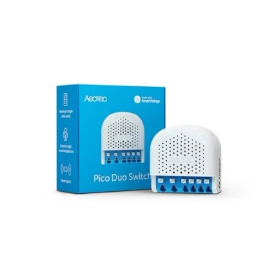 Image de AEOTEC Pico Duo Switch, Zigbee 3.0, double relais intelligent UP pour commutation, 2 x 8 A, mesure de courant, contrôle scène, répéteur, hub requis, fonctionne avec SmartThings, Homey, Alexa, HA,