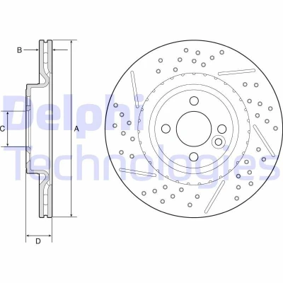 Image de DELPHI BG4789C Disque de frein 316 22 4 ventilé revêtu à haute teneur en carbone sans roulement roue, bague ABS MINI: Clubman, 3/5 portes