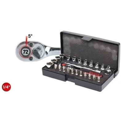 Image de KS TOOLS 918.0626 Jeu de douilles Acier chrome vanadium 1/4 avec fonction crantage à tête carrée