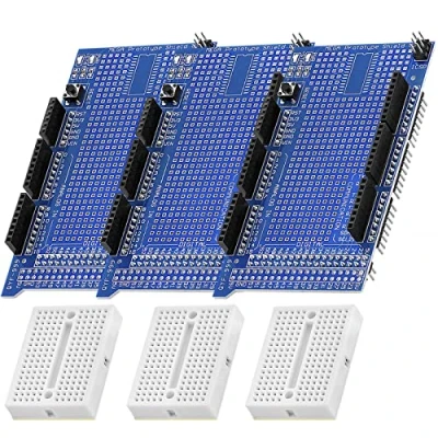 Image de AZDelivery 3 x Prototype Shield avec Mini Breadboard Compatible Mega 2560 R3, Arduino incluant Un E Book