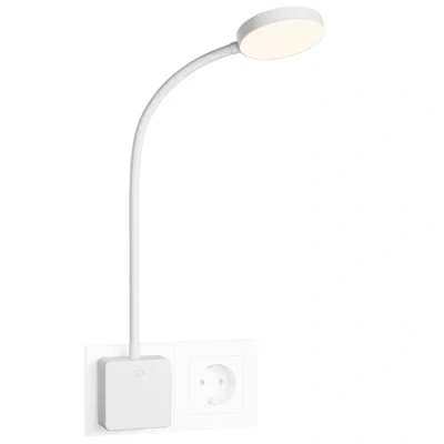 Image de ENUOTEK Lampe Veilleuse de Lecture LED Flexible Blanc, Applique Murale Liseuse Tactile Dimmable à Brancher Directement sur Prise Courant, 4W 350Lm Eclairage Blanc Neutre 4000K