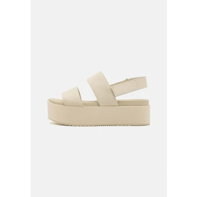 Image de Calvin Klein Jeans Flatform Sling Sandales à plateforme, Femme, Taille: 39, Triple turtle dove Cuir et textile