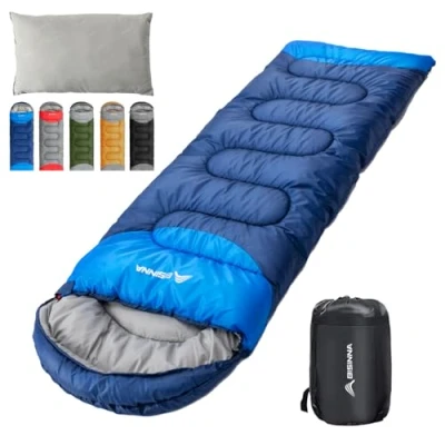 Image de BISINNA Sac de Couchage avec Oreiller Chaud Léger 4 Saisons Imperméable Un Compression pour Adultes en Plein Air Camping