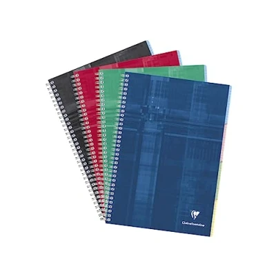 Image de Clairefontaine 8139C Un Répertoire Libre à Spirale 4 Encoches A4 21x29,7 cm 224 Pages Petits Carreaux Papier Blanc 90 g Couverture Carte Pelliculée Couleur Aléatoire