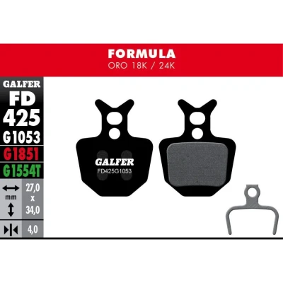 Image de GALFER Plaquettes De Frein Formula Oro 18K/24K Noir STD vélo G1053 Adulte Unisexe, Taille Unique