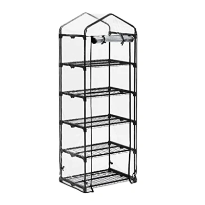 Image de Relaxdays Serre de Balcon, bâche en PVC, Structure Acier, 5 étagères, HxLxP : env. 192 x 69 50 cm, Noir/Transparent