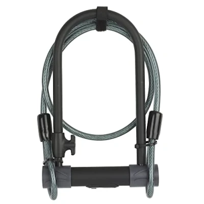 Image de Yale Antivol U à clé de Sécurité + Câble pour Vélo et VTT, Certifié Sold Secure Silver YUL2C/13/230/1 4 clés fournies 23x11,5x13 cm longueur 1,2 mètres, Ø 10mm Noir Gris