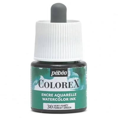 Image de Pébéo Encre Colorex 45 ML Vert Forêt Aquarelle verte Rendu Velouté Dessin Multi outil Tous Supports