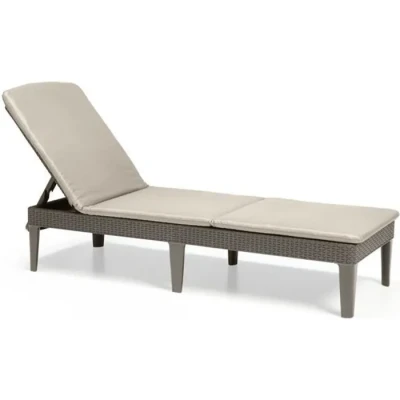 Image de Bain de soleil Allibert by KETER Jaipur Résine imitation rotin tressé Cappuccino Dossier réglable