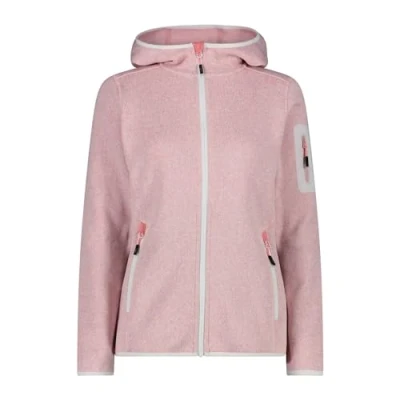Image de CMP Veste en Knit Tech pour Femme avec Capuche Fixe, Rose Blanc, 44