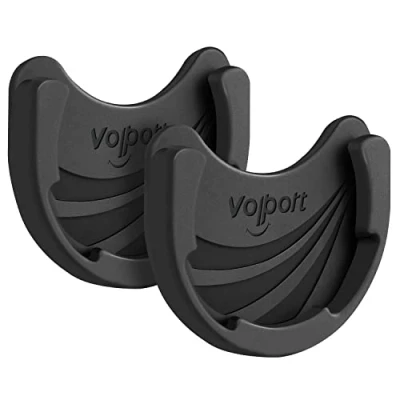 Image de VOLPORT Lot de 2 Supports téléphone Voiture pour poignées et Pliables Pops, Support Portable en Silicone Noir Base Prise Extensible avec adhésif Pops 3M