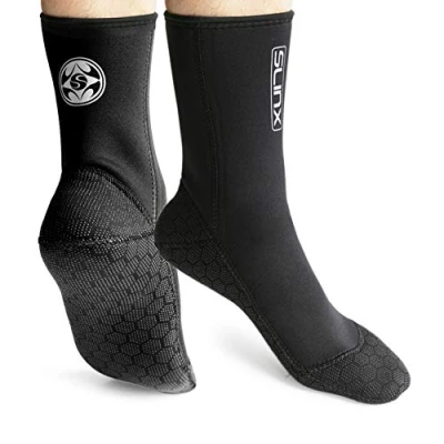 Image de PAWHITS 3mm Chaussettes de Plongée Combinaison en Néoprène Anti Derapant Thermique Chaussons Sports Nautique sous Marine Natation Surf Snorkeling pour Homme et Femme Noir M