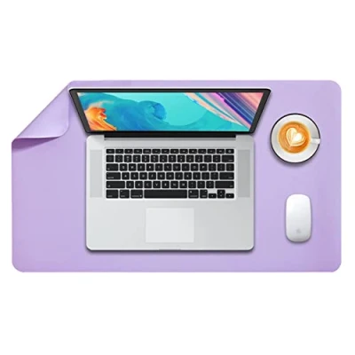 Image de DOBAOJIA Sous Main Bureau, Tapis de Clavier et Souris, Portable, Pad Écriture, Mouse Pad, pour Bureau/Maison/Gaming, Double Face en Cuir PU Étanche 60 x 35cm (Violet/Violet)