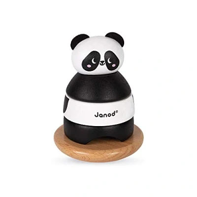 Image de Janod Culbuto Panda en Bois Massif Jouet d&#039;éveil Manipulation et Encastrement Peinture à l&#039;eau Dès 1 an, J08188