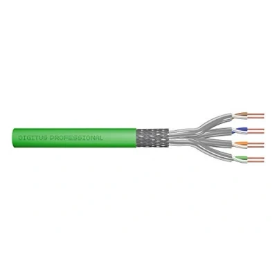 Image de DIGITUS 500 m Cat 8.2 Câble réseau S FTP (PiMF) Simplex BauPVO Dca LSZH Sans halogène 2000 MHz Cuivre AWG 22/1 Compatible PoE++ LAN de pose Ethernet Vert