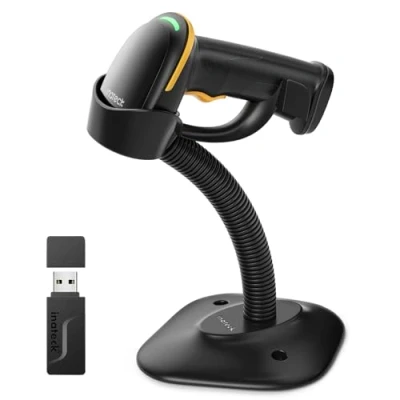 Image de Inateck 2D Douchette Code Barre avec Support Intelligent, Lecteur sans Fil, Scanner APP et SDK, Scanette QR Batterie 2600mAh, BCST 35