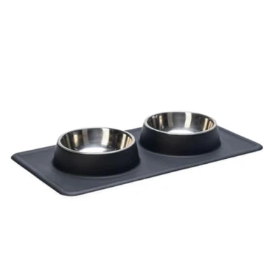 Image de Karlie Dex 522624 Set de Vaisselle en Silicone INOX Noir 700 ML 2 x 350
