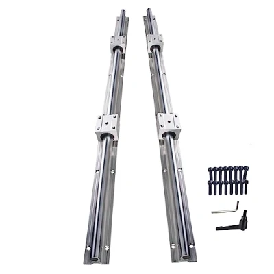 Image de CNCYEAH Lot de 2 guides linéaires SBR12 1000 mm avec poignées, arbres rail coulissant + 4 blocs chariot linéaire SBR12UU, kit rails guidage pour imprimante 3D CNC