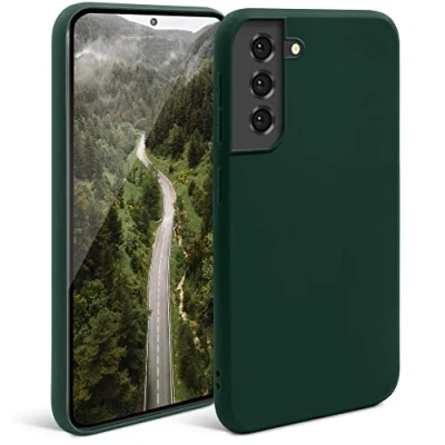 Image de Moozy Minimalist Series Coque en silicone pour Samsung S21, S21 5G, Vert nuit Finition mate fine et souple TPU Neuf