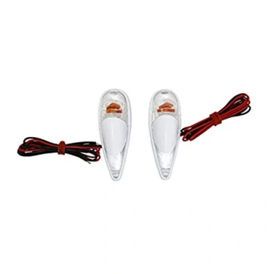 Image de PAIRE DE CLIGNOTANT SCOOTER GOUTTE D&#039;EAU FENDER BLANC AVEC AMPOULE ORANGE MOTO MOBYLETTE TUNNING COMPETITION ECLAIRAGE LATERAL AVANT DROIT GAUCHE CABOCHON PLASTIQUE AUTOCOLLANT