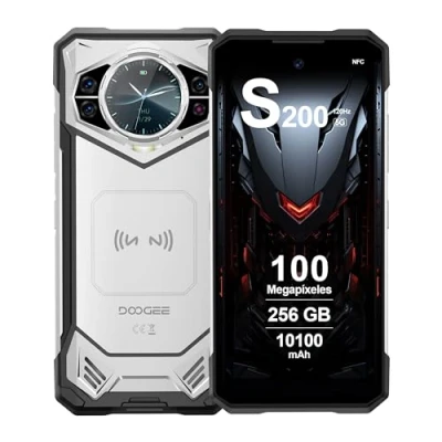 Image de DOOGEE S200 5G Smartphone Incassable 2024, Android 14, 32Go RAM+256Go ROM, 10100mAh, Écran 6.72&quot; FHD+ 120Hz, 100MP Caméra, Octa Core, Dual SIM Téléphone Incassable, GPS, NFC, Argent