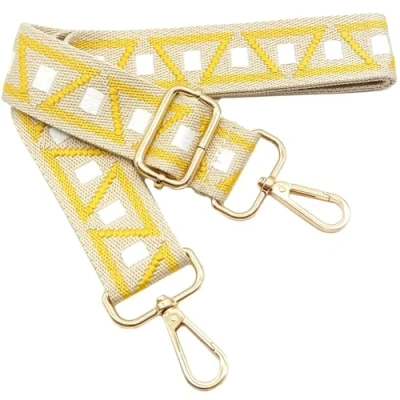 Image de Bandouliere de Rechange Reglable Blanc Jaune, Sangle Sac a Main Remplacement, Universelles mit Boucle Dore pour Femme à Main, Bandoulière Accessoires, 1106