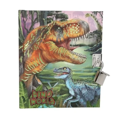 Image de Depesche 13244 Dino World Journal Intime avec château, Livre des Motifs de Dinosaures et 192 Pages lignées illustrées Couleurs Vives, Multicolor, Taille Unique