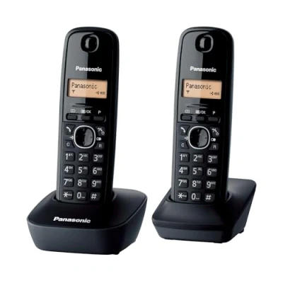 Image de Panasonic KX TG1612FRH Téléphone Numérique Sans Fil, Base et 2 Combinés, Identification de l&#039;Appelant, Batterie Longue Durée, LCD, Mémoire Rappel, Réveil, RÉPONDEUR TouteTouche, gris anthracite