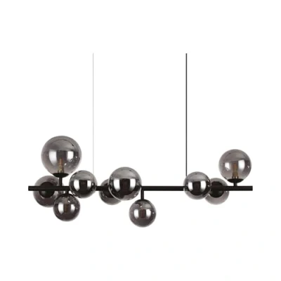 Image de Plafonnier Suspendu Ideal Lux PERLAGE 10 Lumières Noir Métal et Verre G9